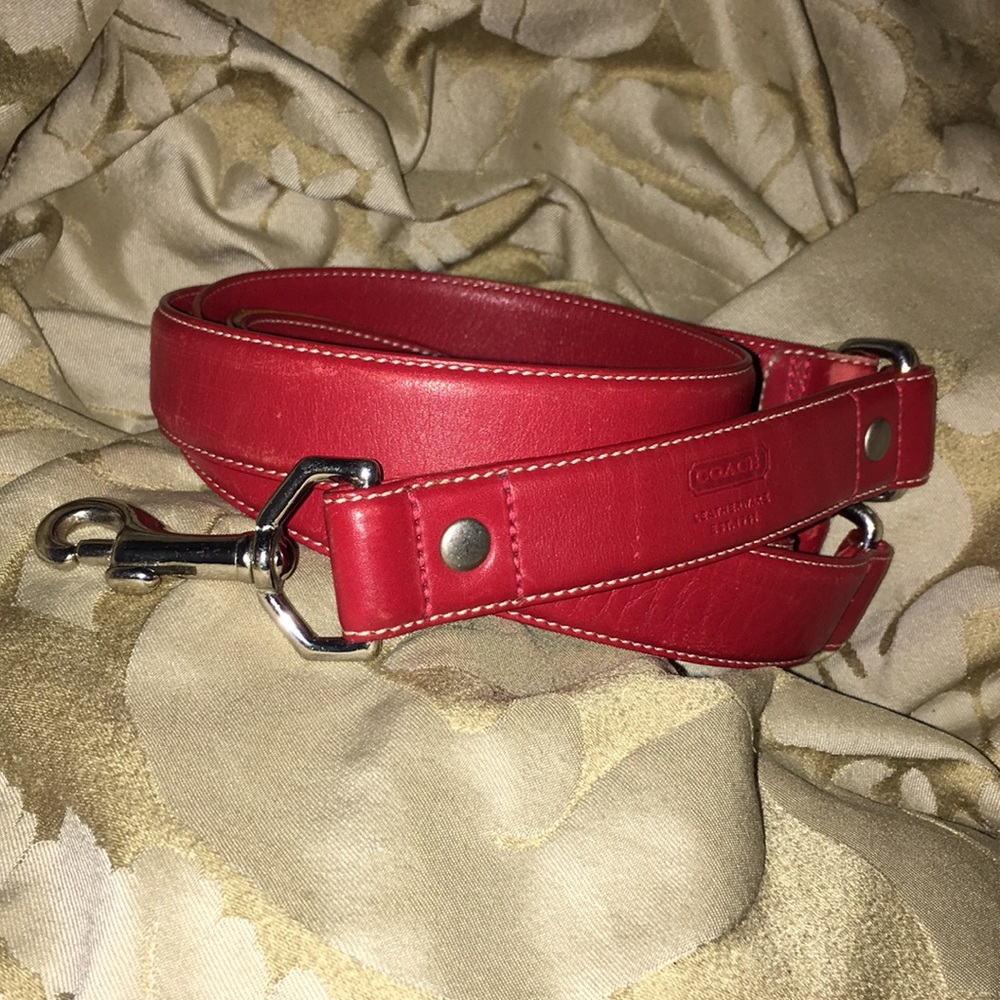Red Leather Coach Dog Leash